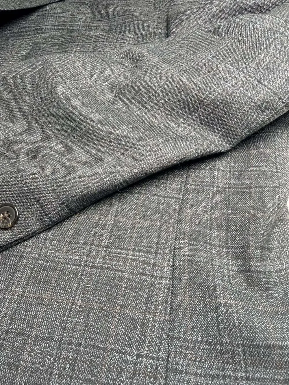 Chaps Mens Gray Plaid Two Button Blazer Sport Coat Jacket Classic Fit 46-48R